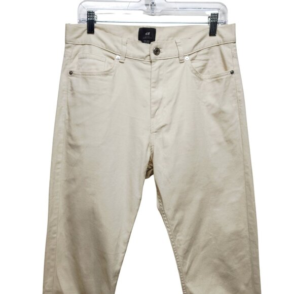 H&M Men's Slim Fit Beige Chino Pants Size 30x32 New - Picture 3 of 10